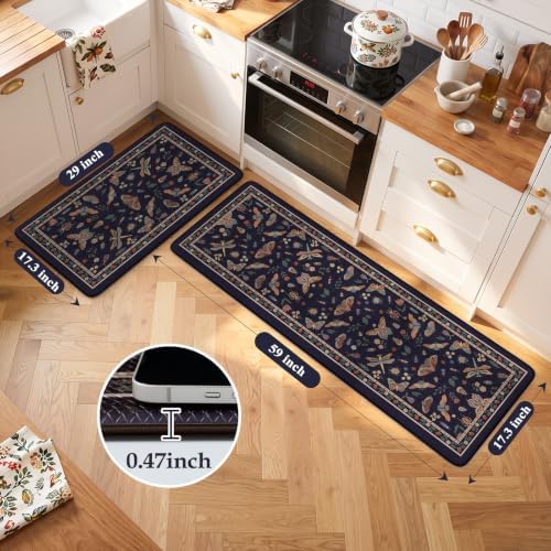LEEVAN Anti Fatigue Kitchen Mats for Floor, Cushioned Kitchen Mat Set 2PCS