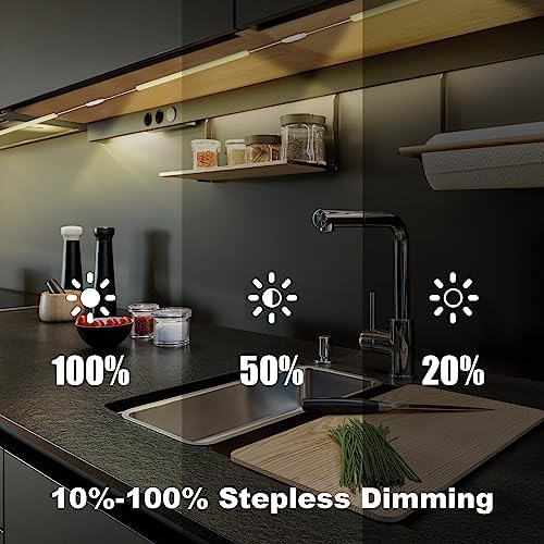 6PCS x 12 inch Under Cabinet LED Lights 4500K, Dimmable Under Counter Lights for Kitchen, Led Under Cabinet Lighting, Plug-in Under Cabinet Lights with Memory Function, Daylight White