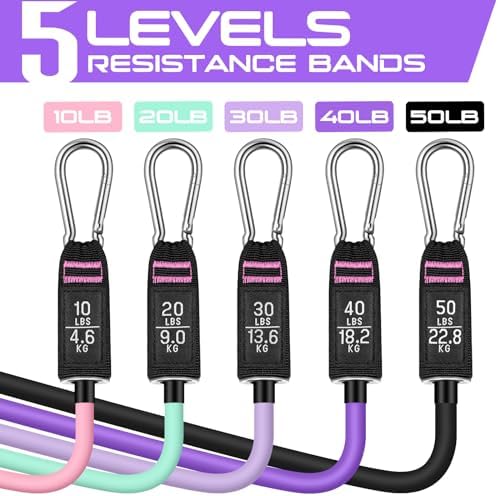 Resistance Bands with Handles, 5 Level Exercise Bands, 150LBS Workout Bands