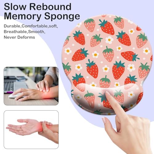 Gaming Mouse Pad Wrist Support,Ergonomic Mouse Pad with Wrist Rest,Comfortable Mousepad with Smooth Wrist Rest,Pain Relief Mouse Pads for Non-Slip Base,Computer,Laptop,Office，Home