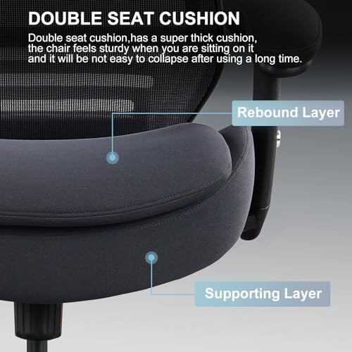 400lbs Wide Mid-Back Office Drafting Chair with Extra Seat Cushion for High Standing Desk with Lumbar Support and Enlarged Adjustable Footring(Gray)