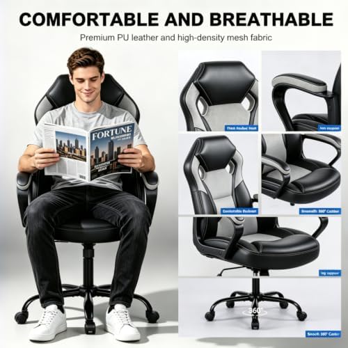 3 IN 1 Gaming Office Study Chair, Breathable Mesh Back Computer Desk Chair