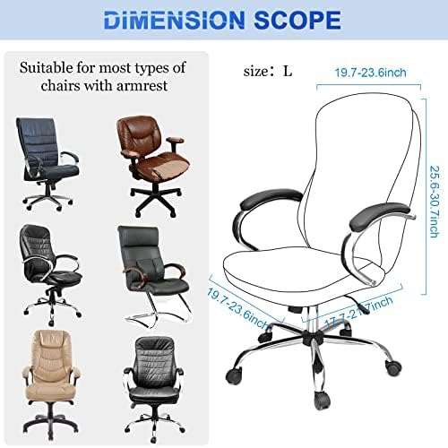 Tatuo 3 Pcs Computer Office Chair Cover Universal Rotating Chair Slipcovers Protector Removable Washable Office Armrest Covers with Zipper for High Back Seat Backrest(L,Waffle,Gray)