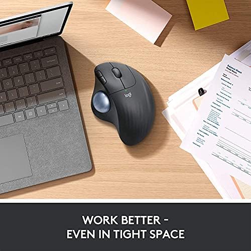 Logitech Ergo M575 Wireless Trackball Mouse, Easy Thumb Control, Precision and Smooth Tracking, Ergonomic Comfort Design, Windows/Mac, Bluetooth, USB - Off White (Renewed)