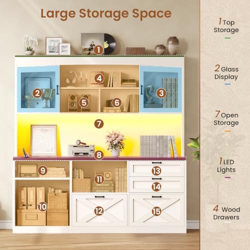 SEDETA 69" L Shaped Standing Desk with 4 Drawers, Detachable Bookshelf