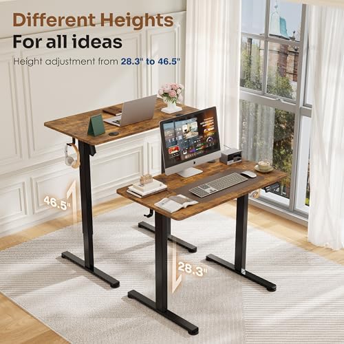 Monomi 35"x20" Small Electric Standing Desk,Whole Piece Desktop,Brown