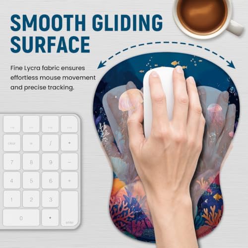 Ergonomic Mouse Pad with Wrist Rest, Gel Wrist Support, Jellyfish
