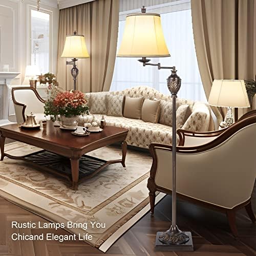 Traditional Floor Lamp with 350° Swing Arm,3 Color Temperatures,Dark Brown