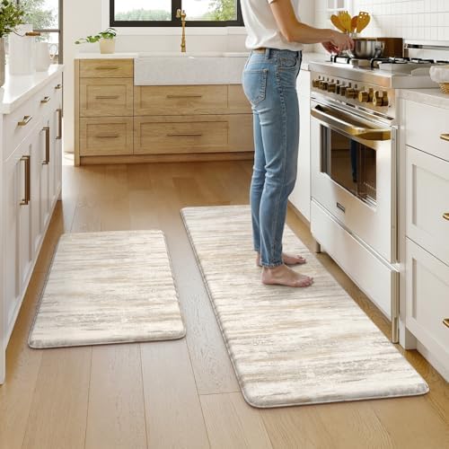 KIMODE Anti Fatigue Kitchen Mats for Floor,Farmhouse Kitchen Rugs Sets of 2