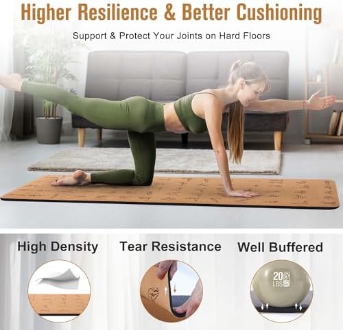 Umineux Cork Yoga Mat 1/4 & 2/5 Inch Thick 72 x 26 in