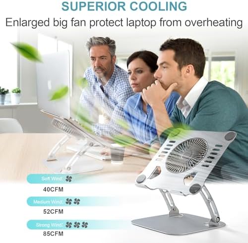 SHUWEI Laptop Stand with Fan, Height/Angle Adj fits 16" Laptop, Black
