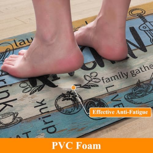 HEBE Anti Fatigue Kitchen Rugs Set of 2, Cushioned Kitchen Mats for Floor