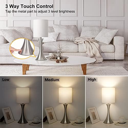 Touch Control Table Lamp, 3-Way Dimmable Desk Lamp, Bedside Reading Light