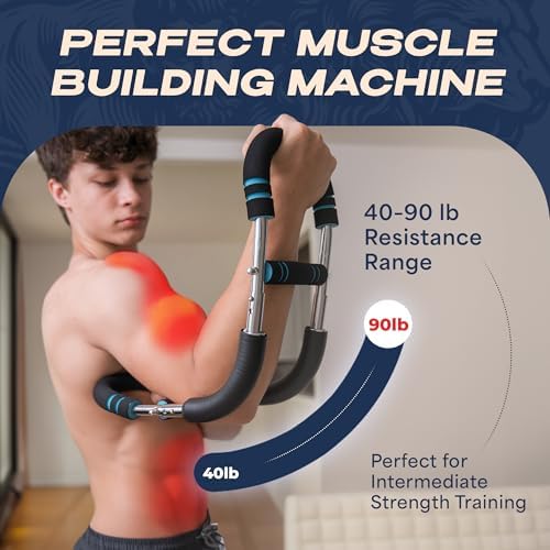 Twister Arm Trainer 20/60 & 40/90 lbs - Adjustable Chest, Arm & Upper Body Workout Bar for Home Gym Strength Training - Silent Resistance Power Twister by GOHOMELY