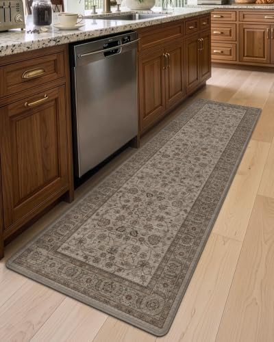 DEXI Kitchen Floor Mats Cushioned Anti Fatigue Runner 24x87 Brown Floral
