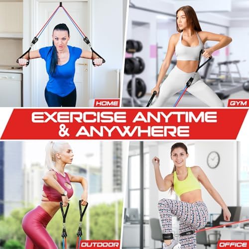 Resistance Bands with Handles, 5 Level Exercise Bands, 150LBS Workout Bands