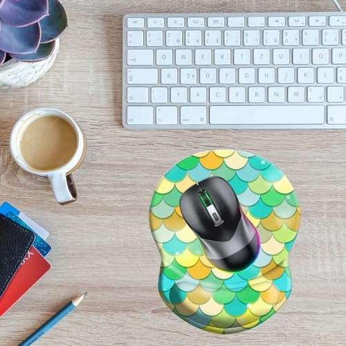 Wrist Support Mouse Pad Anti Slip Rubber Wrist Rest Mousepad 8.75in X7.5in Small Desktop Notebook Mouse Mat for Working and Gaming (Green Mermaid Wrist)