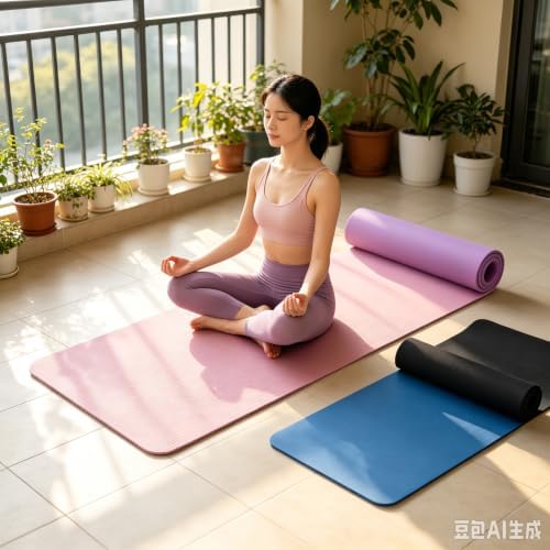 Yoga Mat Thick 1/5" Thick Non Slip Anti-Tear High Density Exercise Mat with Carrying Strap Large Yoga Mat for Floor, Gym, Fitness, Pilates, Stretching, Home Yoga, Workouts