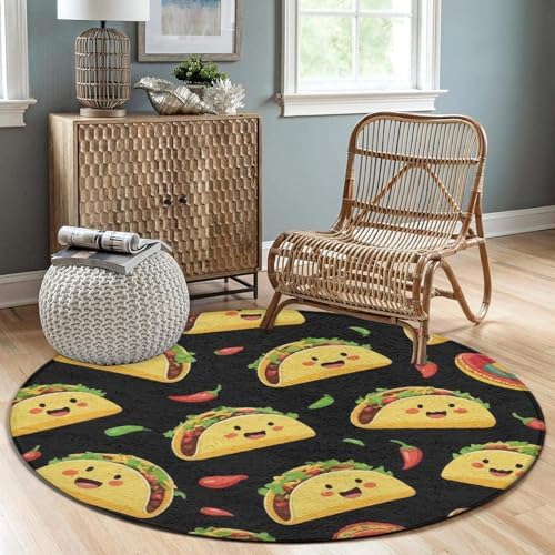 Circular Rugs Large Modern Round Area Rug Fashion Decor Mat for Home Office Cute Taco