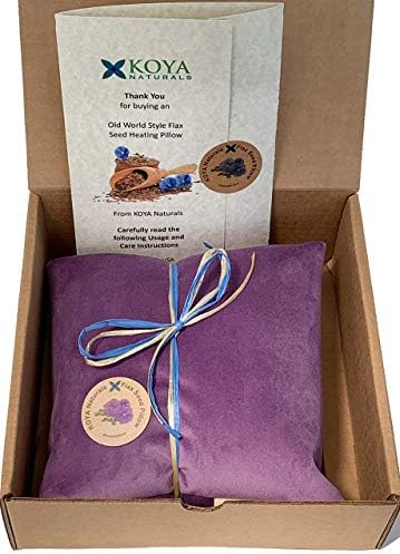 KOYA Naturals Soft Velvet Flax Seed Pillow with Lavender - Microwave Heating Pad – Microwavable Moist Heat Pack – for Neck, Muscle, Joint, Stomach Pain, Menstrual Cramps – Warm Wrap (Purple)