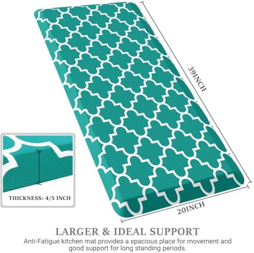 WISELIFE Anti Fatigue Floor Mat - 4/5 Inch Thick Kitchen Mat Non Slip Waterproof Heavy Duty Ergonomic Comfort Mat Durable for Home, Office, Sink, Laundry,(20" x 39", Green)