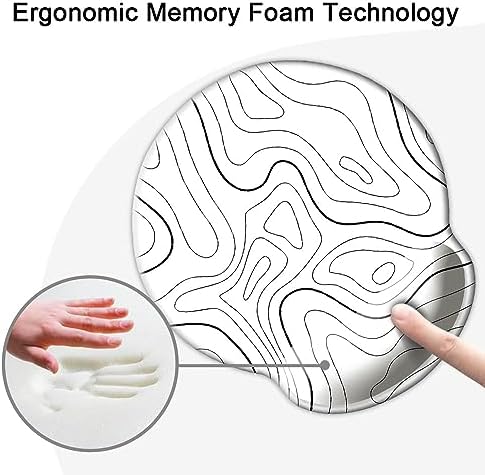 Ergonomic Mouse Pad with Wrist Support,Mouse Pad with Wrist Rest,Relieve Wrist Pain Mousepad Non-Slip Rubber Base,Mouse Pads for Desk,Computers,Laptop,Office,Home,Accessories White Topographic Line