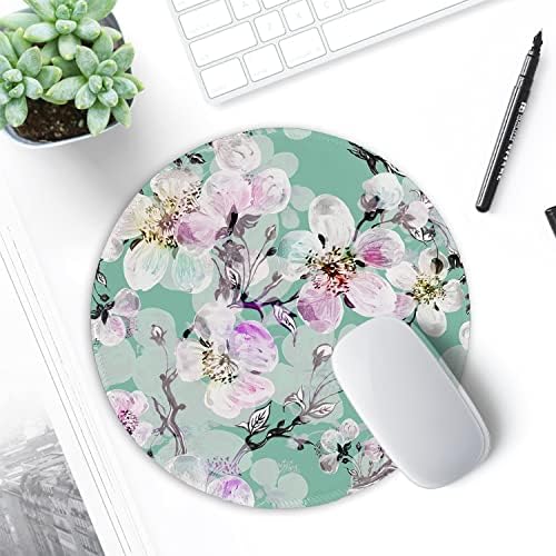 ITNRSIIET Round Mouse Pad with Stitched Edge Premium-Textured Waterproof Non-Slip Rubber Base Desktop Protection Mat Diameter 8.7 inches, Beautiful Flower Art