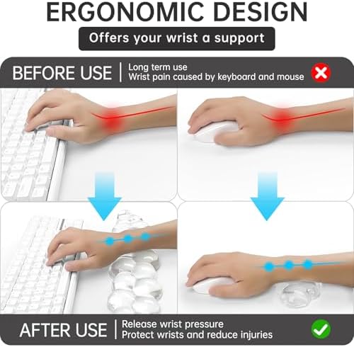 Mouse Pad with Wrist Rest, Soft Cloud Gel Keyboard Mouse Pad Set with Hand Wrist Support, Cute Non Slip Office Desk Accessories for Comfort/Pain Relief/Computer/Laptop (Clear Cloud)