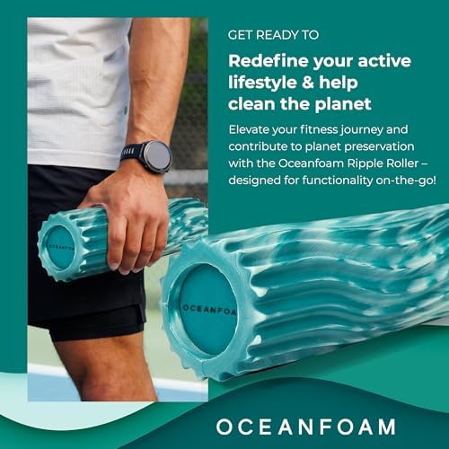 Oceanfoam Ripple Small Foam Roller for Exercise (Jade & Seafoam Marbled)