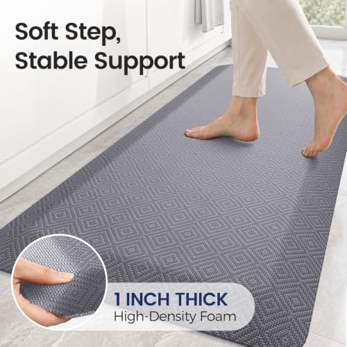 1" Extra Thick Anti Fatigue Kitchen Mats for Floor Standing Desk Mat, Grey