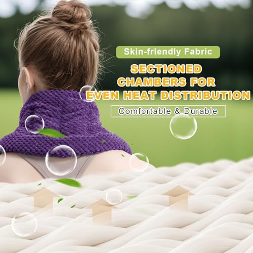 UNCN Long Heating Pad for Neck and Shoulders Back 33 x 5.9in Microwavable Large Moist Heat Pack Warm Hot Compress Neck Wrap Weighted Bag Massage Reusable Herbal Nature Calming Portable
