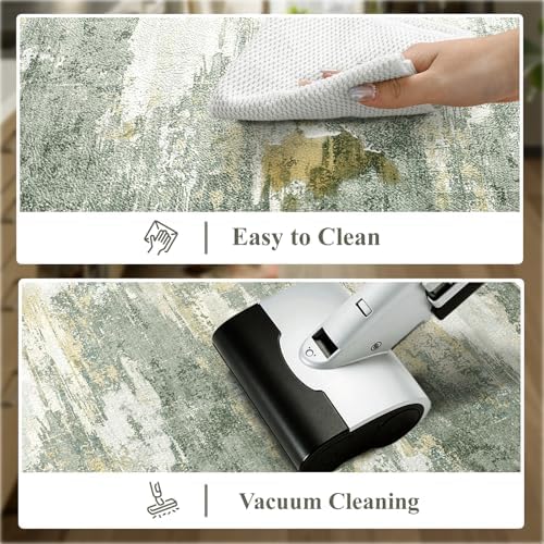 Collive Anti Fatigue Kitchen Mats, Grey/Green Kitchen Rugs Sets of 2