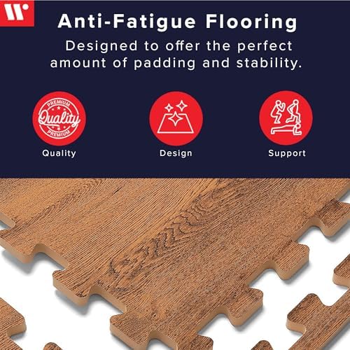 Forest Floor Farmhouse 3/8 Inch Thick Printed Foam Tiles, Premium Wood Grain Interlocking Foam Floor Mats, Anti-Fatigue Flooring – Stylish Flooring Solution