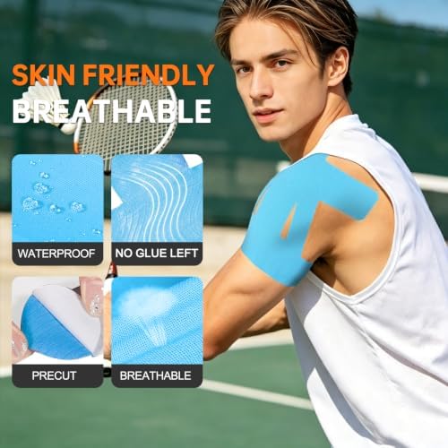 Precut Kinesiology Tape for Shoulder, 20 Pcs, Blue