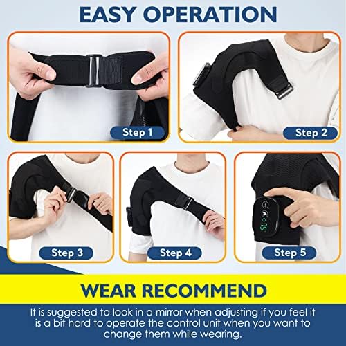 Shoulder Heating Pad with Massage, Cordless Heated Shoulder Wrap for Pain Relief, FSA Eligible HSA Rotator Cuff Heating Pad with Vibration for Frozen Shoulder