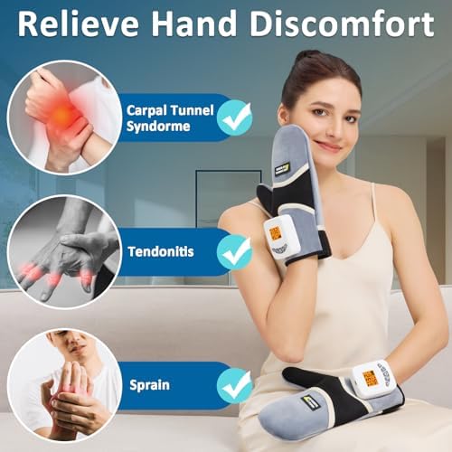 AOKESTE Cordless Hand Heating Pad,Massager Vibration Low Noise Heating Pad for Hands,Upgraded 5000mAh Rechargeable Battery Heated Gloves Hand Warmers,Auto Shut Off Hand Heating Pads for Arthritis