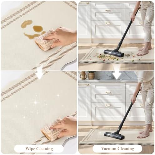 KIMODE Anti Fatigue Kitchen Mats,Beige Boho Kitchen Rugs,Modern Home Decor