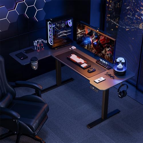 Acrolix L Shaped Electric Standing Desk,59x40 Reversible,Black Carbon