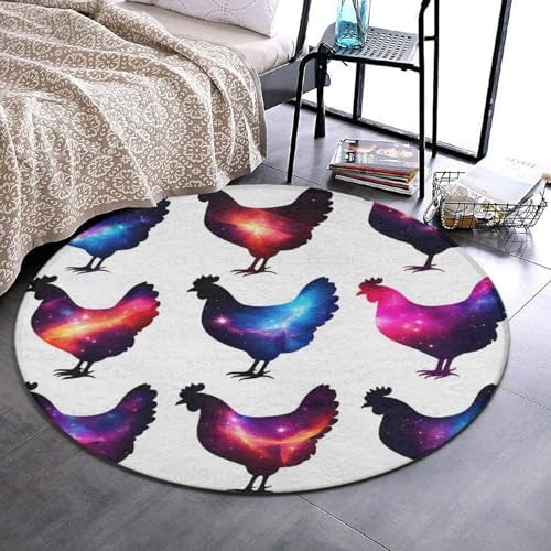 Soft Round Yoga Carpet, Office Chair Decor Round Mat for Carpet and Hardwood Floors Chicken Lover Gifts Funny Rooster Chickens