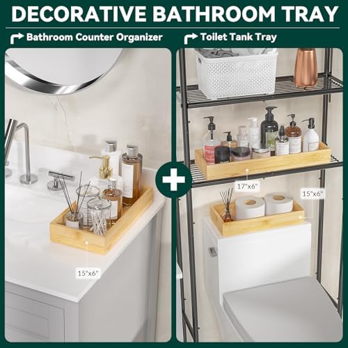 Lixple Bamboo Kitchen Drawer Organizer, 2 Pack, 12" x 3" x 2"