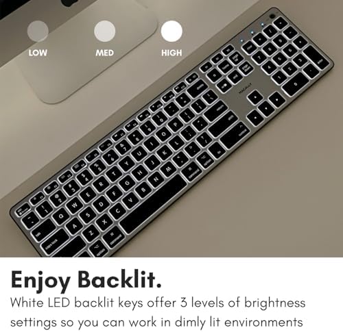 Macally Backlit Bluetooth Keyboard for Mac - Compatible Apple Keyboard Wireless - Multi-Device for MacBook Pro/Air, iMac, iMac Pro, Mac mini/Pro