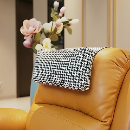 Velvet Recliner Headrest Pillow, Non-Slip Neck Support, Houndstooth