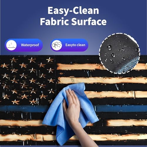 Vintage US Thin Blue Line Large Mouse Pad, Rustic Wood Pride Flag Desk Mat
