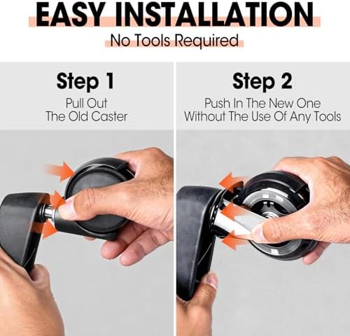 Office Chair Wheels, Premium Set of 10 Rubber Caster Wheels, Roller Blade Wheel Heavy Duty Casters, Replacement Wheels for Most Chair Wheel, Easy to Install (Not for IKEA)