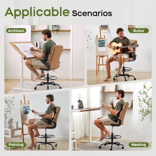 amseatec Drafting Chair, Tall Office Chair with Footrest for Standing Desk