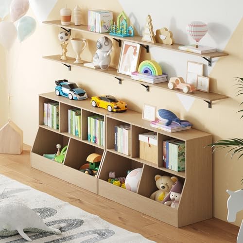 DINZI LVJ Long Wall Shelves, 55.1Inch Wooden Floating Shelves with Brackets