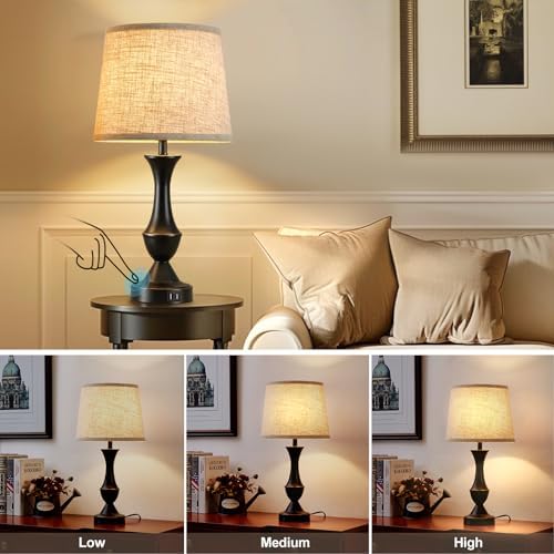 Luvkczc Upgraded Touch Table Lamps Set of 2, 22" Tall Bedside Lamps