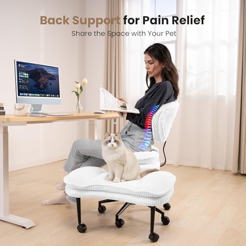 Cross Legged Office Chair, Ergonomic Cloud Criss Cross Desk Chair, Meditation Chair with Wheels, Height Adjustable Seat for ADHD, Wide Kneeling Chair with Back Support, Corduroy Fabric