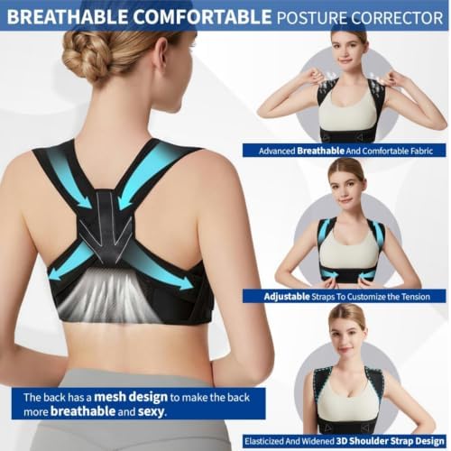 KESWI Adjustable Back Brace Posture Corrector for Women & Men, Small