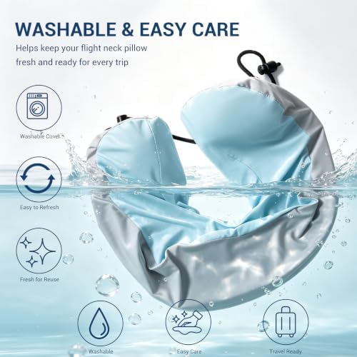 SheRest Cooling Travel Neck Pillow for Airplane, Memory Foam Neck Support